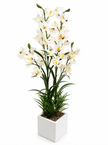 Sztuczne kwiaty duża orchidea w doniczce
