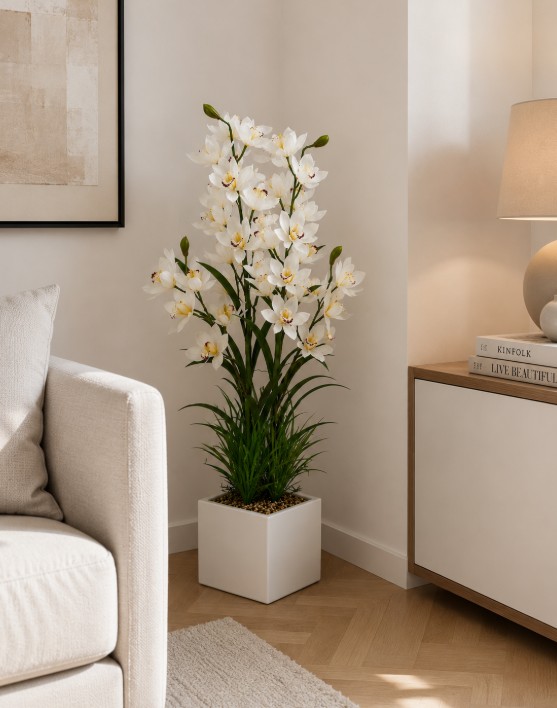 Sztuczne kwiaty duża orchidea w doniczce