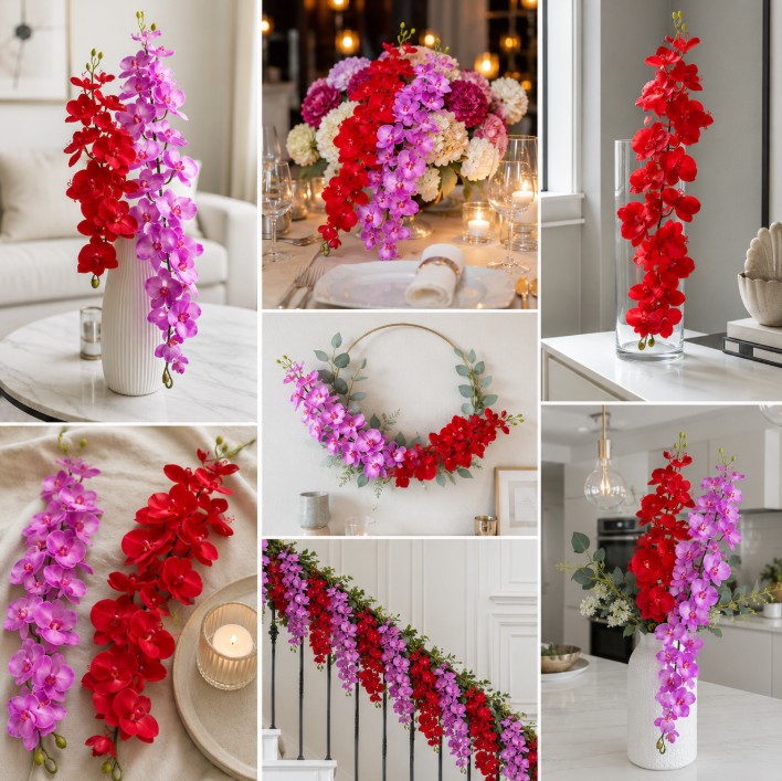 Sztuczna gałązka kwiatowa orchidea